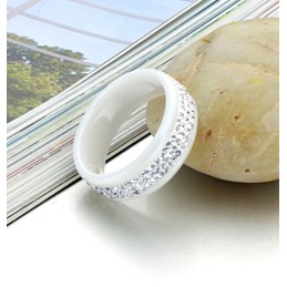 Anello In Ceramica Di Tungsteno Bianco Di Alta Qualità Con Strass