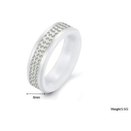 Anello In Ceramica Di Tungsteno Bianco Di Alta Qualità Con Strass