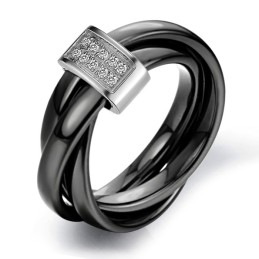 Anello In Ceramica Di Tungsteno Nero Con Strass, Famoso In Tutto Il Mondo
