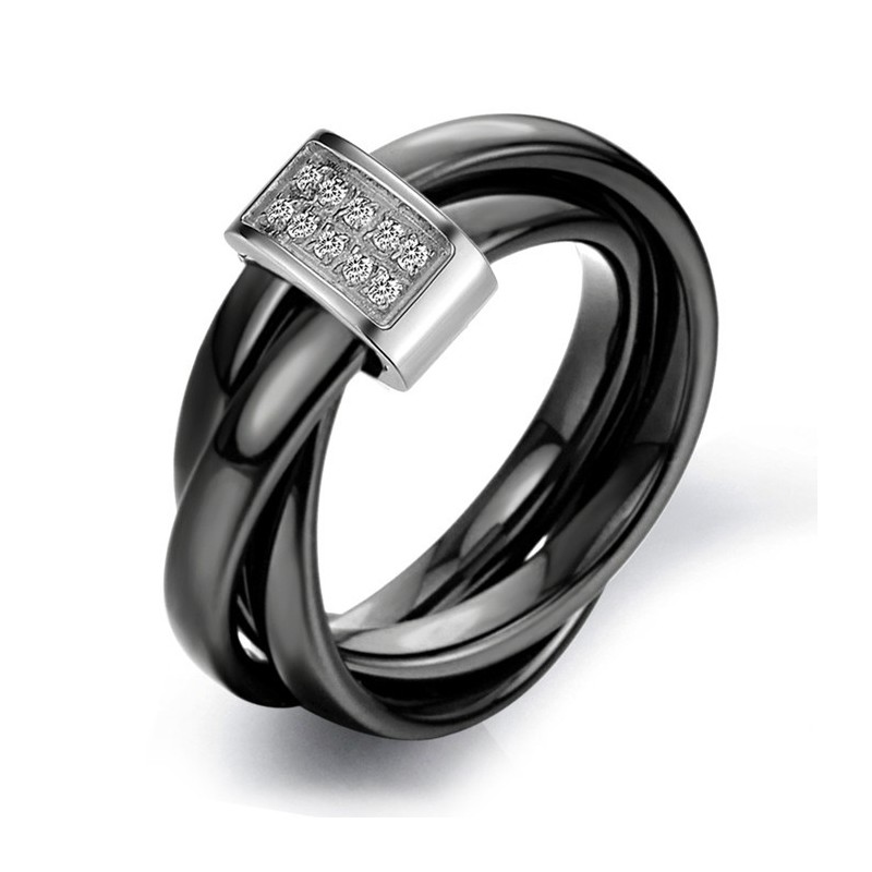 Anello In Ceramica Di Tungsteno Nero Con Strass, Famoso In Tutto Il Mondo Anello In Ceramica Di Tungsteno Nero Con Strass, Famoso In Tutto Il Mondo