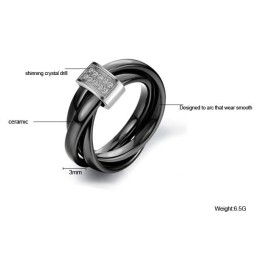 Anello In Ceramica Di Tungsteno Nero Con Strass, Famoso In Tutto Il Mondo