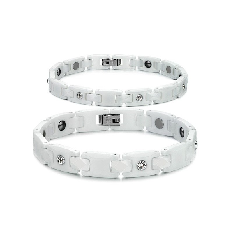 Bracciale In Ceramica Di Tungsteno Bianco Di Alta Qualità Per Amanti Con Strass Bracciale In Ceramica Di Tungsteno Bianco Di Alta Qualità Per Amanti Con Strass