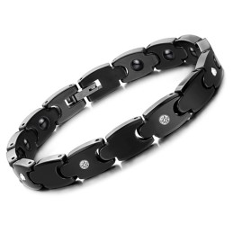 Bracciale In Ceramica Di Tungsteno Nero Di Alta Qualità Con Strass