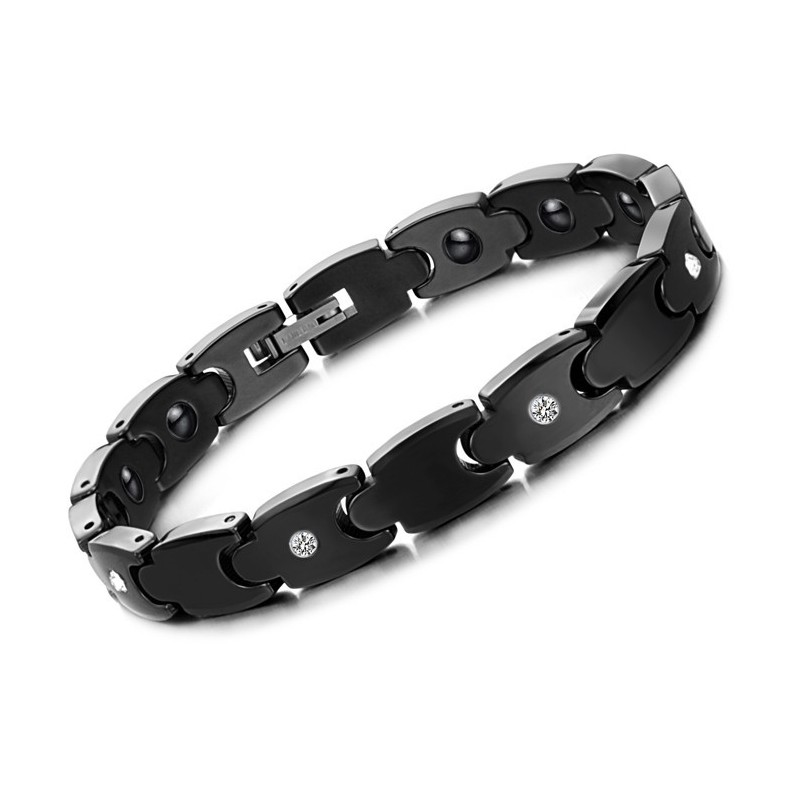Bracciale In Ceramica Di Tungsteno Nero Di Alta Qualità Con Strass Bracciale In Ceramica Di Tungsteno Nero Di Alta Qualità Con Strass