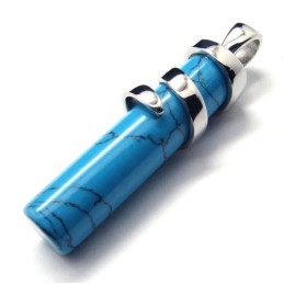 Ciondolo In Titanio Con Corniola Blu Moda - Catena Libera