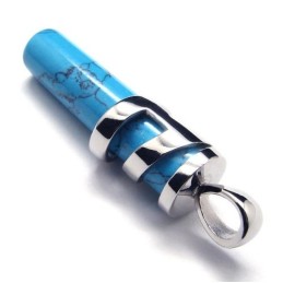Ciondolo In Titanio Con Corniola Blu Moda - Catena Libera