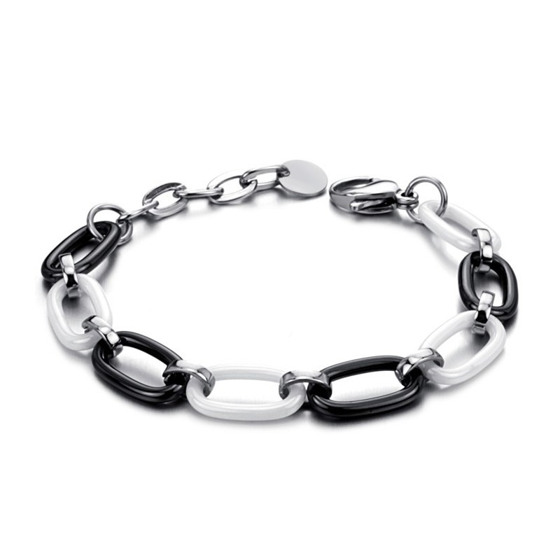 Bracciale In Ceramica Di Tungsteno Bianco E Nero Da Donna Di Alta Qualità Bracciale In Ceramica Di Tungsteno Bianco E Nero Da Donna Di Alta Qualità
