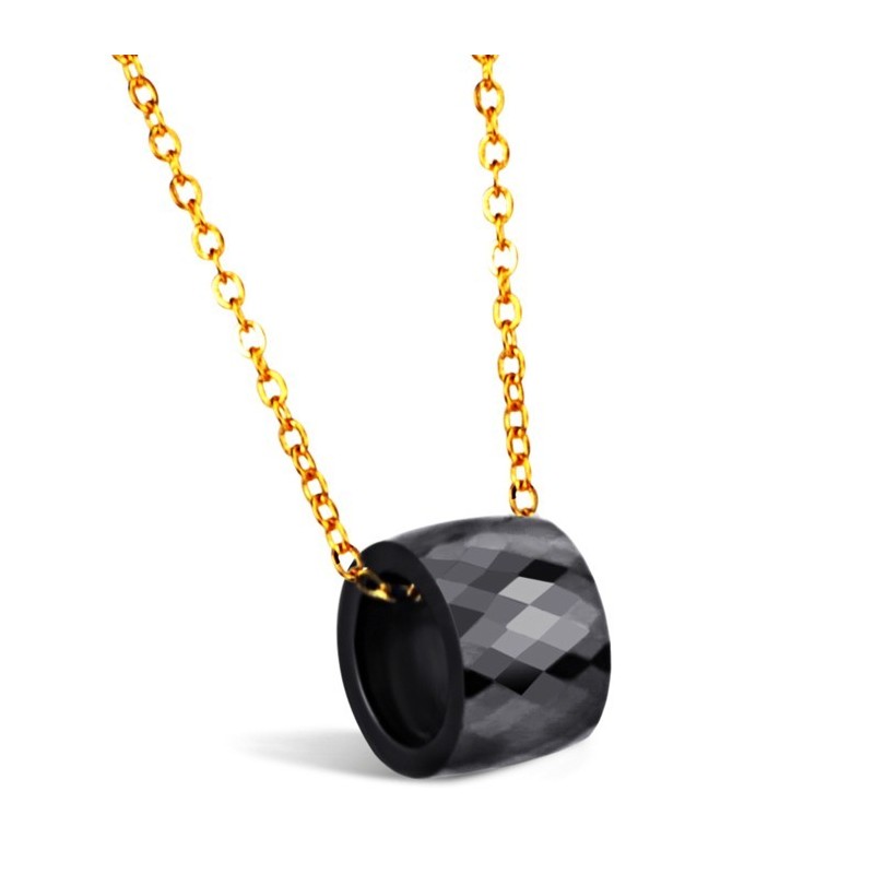 Per Godere Di Un'Alta Reputazione In Patria E All'Estero, Collana In Ceramica Di Tungsteno Nero Da Donna Per Godere Di Un'Alta Reputazione In Patria E All'Estero, Collana In Ceramica Di Tungsteno Nero Da Donna