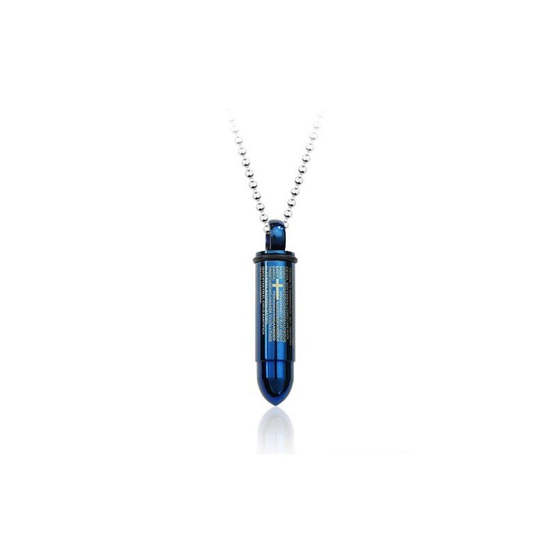 Ciondolo Da Uomo In Titanio A Forma Di Proiettile Blu Freddo - Catena Gratuita Ciondolo Da Uomo In Titanio A Forma Di Proiettile Blu Freddo - Catena Gratuita