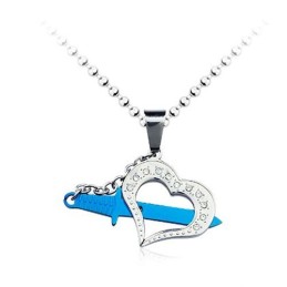 Elegante Ciondolo Da Uomo In Titanio Blu Con Scritta "Love" - Catena Gratuita