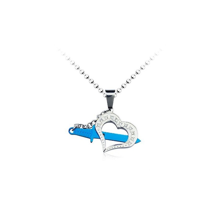 Elegante Ciondolo Da Uomo In Titanio Blu Con Scritta "Love" - Catena Gratuita Elegante Ciondolo Da Uomo In Titanio Blu Con Scritta "Love" - Catena Gratuita