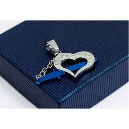 Elegante Ciondolo Da Uomo In Titanio Blu Con Scritta "Love" - Catena Gratuita