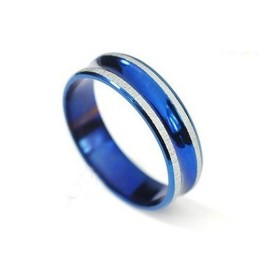 Ciondolo Semplice Da Uomo In Titanio Anulare Blu - Catena Gratuita