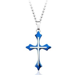 Ciondolo In Titanio Blu Da Uomo Popolare - Catena Gratuita