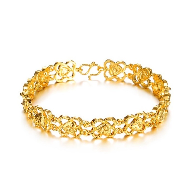 Bracciale Da Donna Di Alta Qualità Placcato Oro 18 Carati Con Ciondolo A Forma Di Cuore Bracciale Da Donna Di Alta Qualità Placcato Oro 18 Carati Con Ciondolo A Forma Di Cuore