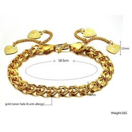 Bracciale Placcato Oro 18 Carati Con Ciondolo A Forma Di Cuore Da Donna, Qualità E Quantità Garantite