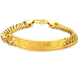 Bracciale Placcato Oro 18 Carati Con Motivo Drago Maschile, Completo Nelle Specifiche