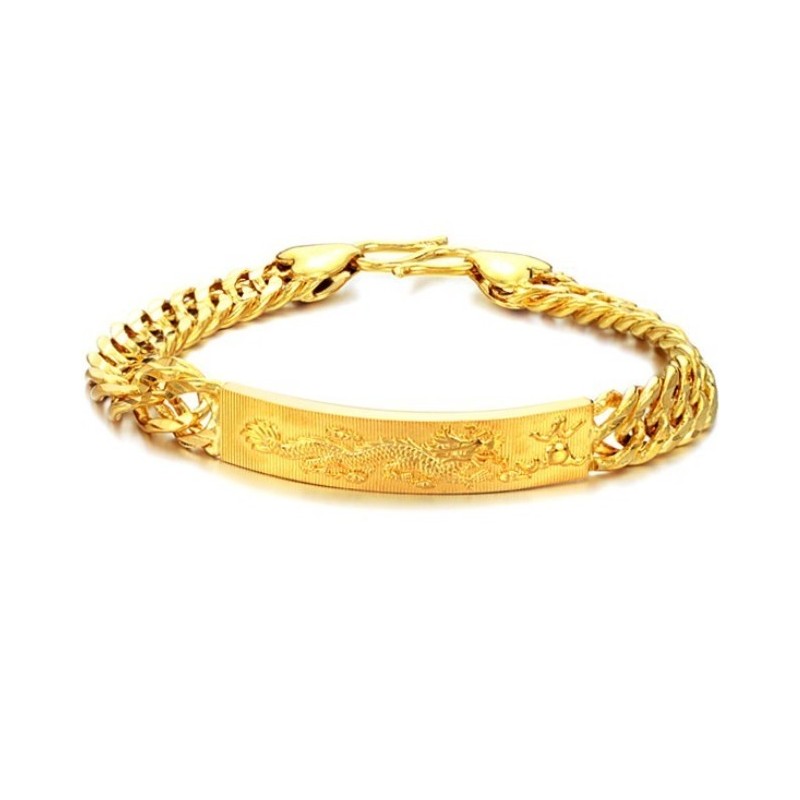 Bracciale Placcato Oro 18 Carati Con Motivo Drago Maschile, Completo Nelle Specifiche Bracciale Placcato Oro 18 Carati Con Motivo Drago Maschile, Completo Nelle Specifiche