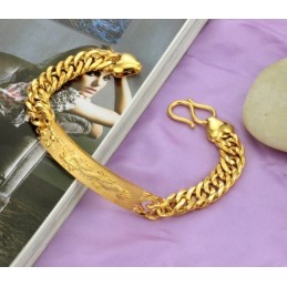 Bracciale Placcato Oro 18 Carati Con Motivo Drago Maschile, Completo Nelle Specifiche
