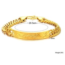 Bracciale Placcato Oro 18 Carati Con Motivo Drago Maschile, Completo Nelle Specifiche