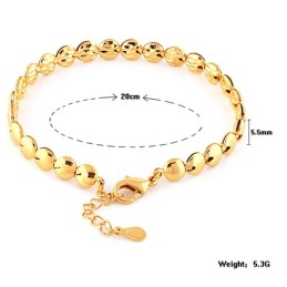 Braccialetto Piatto Rotondo Da Donna Di Qualità Stabile, Placcato Oro 18 Carati