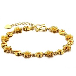 Bracciale Da Donna A Forma Di Fiore, Placcato In Oro 18 Carati, Di Qualità Affidabile