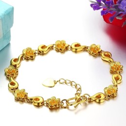 Bracciale Da Donna A Forma Di Fiore, Placcato In Oro 18 Carati, Di Qualità Affidabile