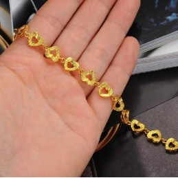 Bracciale Placcato Oro 18 Carati Con Ciondolo A Forma Di Cuore Per Donna Di Fama Mondiale