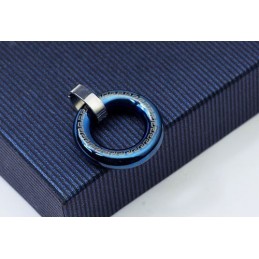 Ciondolo Retrò Da Uomo A Forma Di Anello In Titanio Blu - Catena Gratuita
