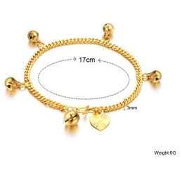 Bracciale Da Donna Placcato Oro 18 Carati Con Campanelli "To Have A Long Story"