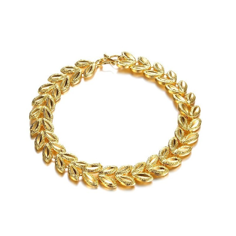Bracciale Di Alta Qualità A Forma Di Foglia Femminile Placcato Oro 18 Carati Bracciale Di Alta Qualità A Forma Di Foglia Femminile Placcato Oro 18 Carati