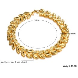 Bracciale Di Alta Qualità A Forma Di Foglia Femminile Placcato Oro 18 Carati