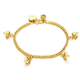 Bracciale Placcato Oro 18 Carati Con Campanellini, Modello "Affidabile Reputazione" Per Donna