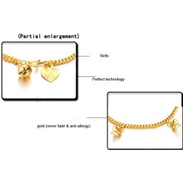 Bracciale Placcato Oro 18 Carati Con Campanellini, Modello "Affidabile Reputazione" Per Donna