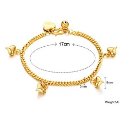 Bracciale Placcato Oro 18 Carati Con Campanellini, Modello "Affidabile Reputazione" Per Donna