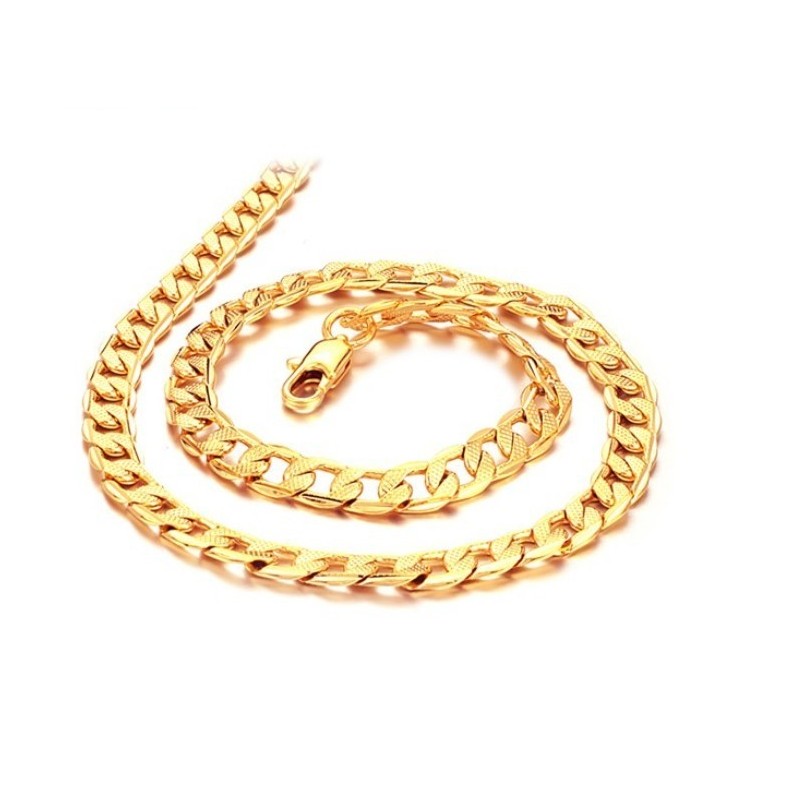 Collana Placcata Oro 18 Carati Con Fette Intrecciate Da Uomo, Durevole Nell'Uso Collana Placcata Oro 18 Carati Con Fette Intrecciate Da Uomo, Durevole Nell'Uso