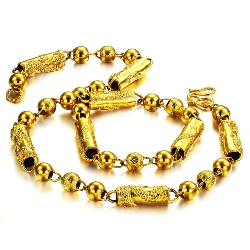 Collana Di Alta Qualità Con Motivo A Drago Maschio Placcata In Oro 18 Carati Collana Di Alta Qualità Con Motivo A Drago Maschio Placcata In Oro 18 Carati
