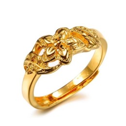 Anello Di Alta Qualità Con Motivo Floreale Femminile Placcato Oro 18 Carati