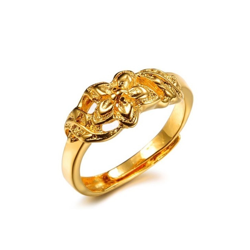 Anello Di Alta Qualità Con Motivo Floreale Femminile Placcato Oro 18 Carati Anello Di Alta Qualità Con Motivo Floreale Femminile Placcato Oro 18 Carati