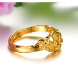Anello Di Alta Qualità Con Motivo Floreale Femminile Placcato Oro 18 Carati