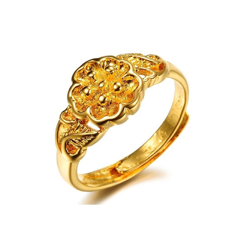 Anello Di Alta Qualità Con Motivo Floreale Femminile Placcato Oro 18 Carati Anello Di Alta Qualità Con Motivo Floreale Femminile Placcato Oro 18 Carati