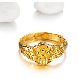 Anello Di Alta Qualità Con Motivo Floreale Femminile Placcato Oro 18 Carati