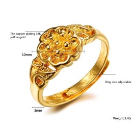 Anello Di Alta Qualità Con Motivo Floreale Femminile Placcato Oro 18 Carati