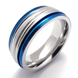 Anello In Titanio Blu Moda