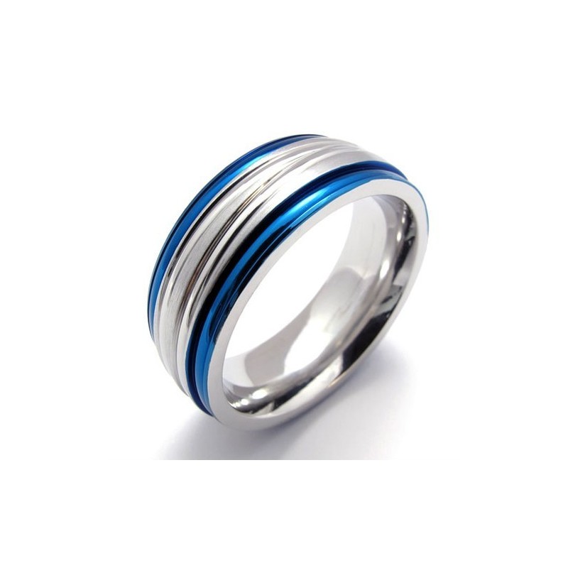 Anello In Titanio Blu Moda Anello In Titanio Blu Moda
