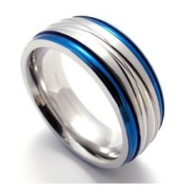 Anello In Titanio Blu Moda