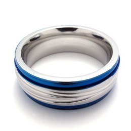 Anello In Titanio Blu Moda