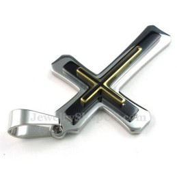 Collana Con Ciondolo A Croce In Titanio A Tre Livelli (Catena Libera)