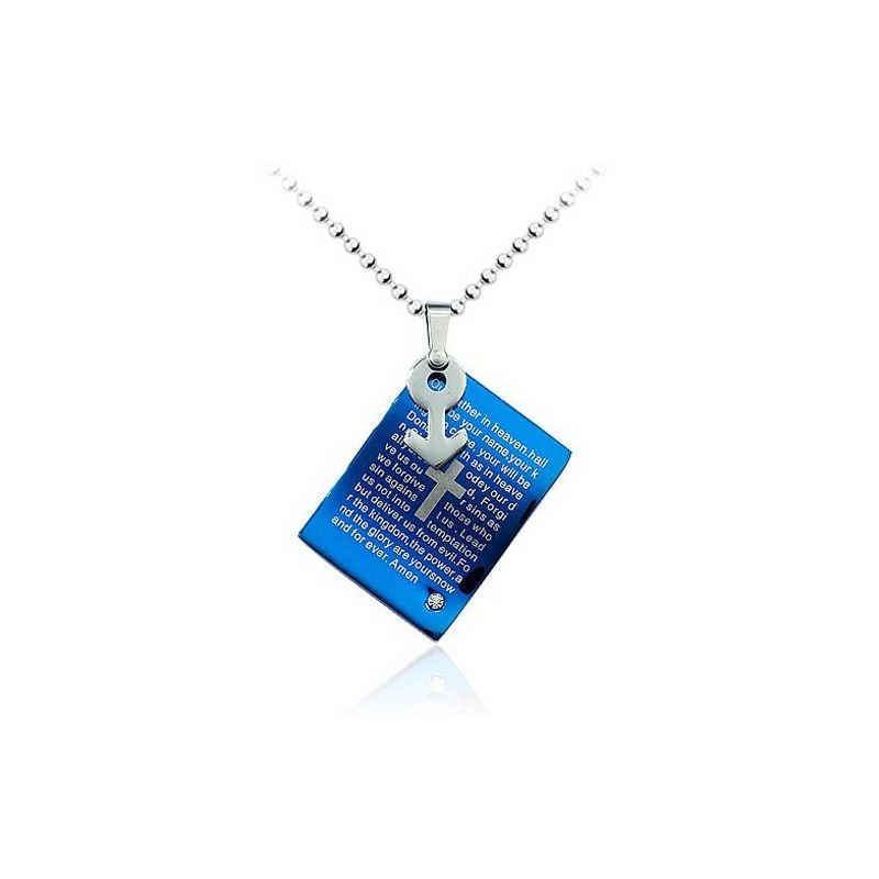 Ciondolo Maschile In Titanio Blu Forte - Catena Gratuita Ciondolo Maschile In Titanio Blu Forte - Catena Gratuita