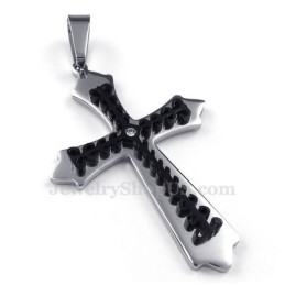 Collana Con Ciondolo A Croce In Titanio Nero (Catena Gratuita)